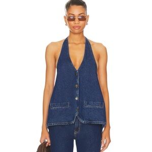 Lioness Dark Blue Denim Halter Top